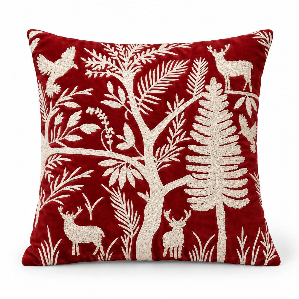 1 PCS Deer Embroidered Cushion Cover Square Throw Pillow Case Sofa Home 290563